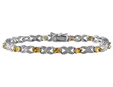 Citrine Bracelet with Diamond in Sterling Silver