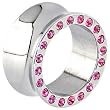 3/4" Surgical Steel Pink Jeweled Saddle Plug