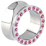 3/4 Inches Surgical Steel Pink JEWELED Saddle Plug