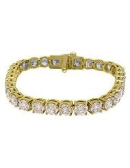 14k Yellow Gold 17.38 Carat Round Diamond Tennis Bracelet