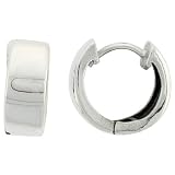 Sterling Silver Plain Huggie Earrings, 9 16 (14mm) diameter
