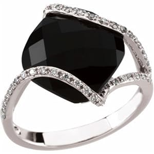 Genuine Onyx and Diamond Cocktail Ring