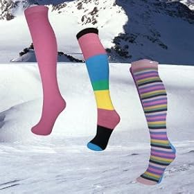 Three Pairs Ski Socks Seamless Tube Socks UK 4 to 11 Pink, Berty & Sherbert