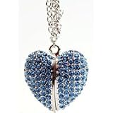 High Quality 8gb Heart Crystal Jewelry USB Flash Memory Drive Necklace