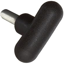 DimcoGray Black Thermoplastic T-Handle Wing Knob, Zinc Stud: 1/4-20" Thread x 1" Length, 2-1/4" Diameter x 1-7/16" Height x 3/4" Hub Dia x 5/8" Hub Length (Pack of 10)
