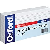 Oxford Ruled Index Cards, 3 x 5 Inches, White, 100 Cards per Pack (31)