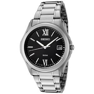 Seiko Men's SGEF21P1 Black Dial Stainless Steel Watch