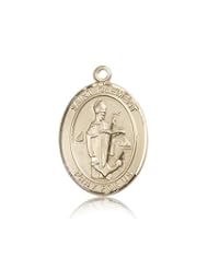 Free Engraving Included Medal-14k Gold St. Saint Clement Medal 1" Oval 7340KT w/o Chain w/Box Patron Saint of Sailors/Sick Children