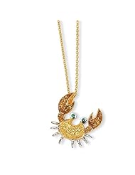 Gold-plated Sterling Silver CZ & Sim. Emerald Crab 18in Necklace