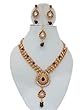 India Jewelry Set Red Green Bead Kundan Gold Tone Necklace Earrings