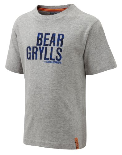 Craghoppers Kinder T-Shirt Bear Camo Slogan, grey marl, 104, CKT426 2C0C03