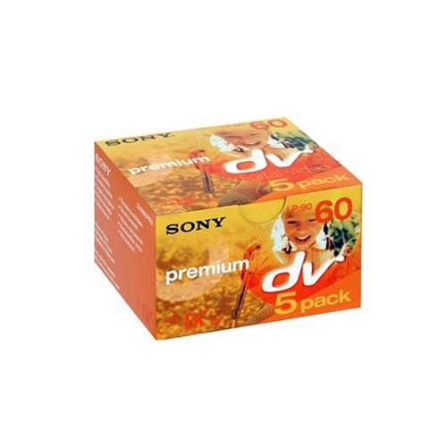 Sony - Cassette MiniDV pour caméscope - Sans IC Memory - Blister de 5 - 60 mn - Qualité Premium - 5DVM60PR / BLI