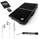 FF LEATHER COVER SLEEVE CASE with 4-inch eBigValue TM Determination Hand Strap for the Sony Reader eBook Touch Edition PRS-600 + Also includes a 4GB Mini SD and Adapter + Stereo In-Ear Headphones (White)