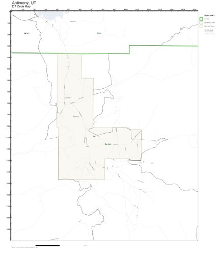 ZIP Code Wall Map of Antimony, UT ZIP Code Map Laminated