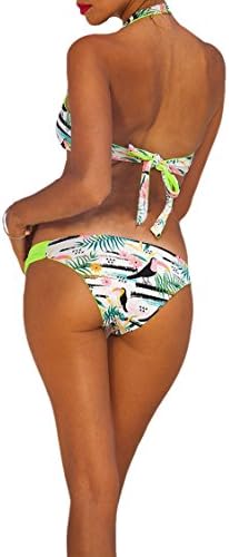 Laweike Women's High Halter Neck Swimsuit Midnight Top Bikini Set