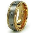 8mm Titanium Ring with CZ and Golden Inlay (Sizes 8-12)