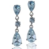 14k White Gold Aquamarine Dangle Earrings