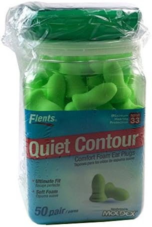 Flents Contour Ear Plugs - Soft Comfort! 50 Pair with Flents Green Ear Plug Case (Pack of 3)