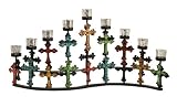 Large Multicolored Wrought Iron Candlestand 30