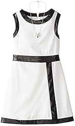 Girls Babydoll  Cotton/Faux-Leather/Polyester/Knit  Dress With Ruffles