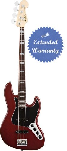Fender American Deluxe Jazz Bass, Rosewood Fretboard, 3-Ply B/W/B Pickguard with Gear Guardian Extended Warranty - Wine Transparent