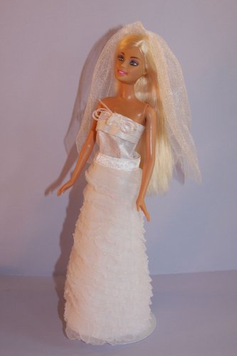 Wedding Gown Strapless with Veil Made to Fit the Barbie Doll