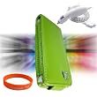 Apple iPod Nano 5th Generation (5G Video) Premium **VG BRAND** Leather Flip Case Cover **GREEN** + Apple Ipod Nano Car Charger + Vangoddy ?(Trademarked) Orange Silicone Wrist Band!!!