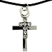 Silvertone Crystal Double Cross Necklace
