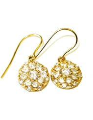 Diamond Pave Drop Solid Yellow Gold Earrings Fine Jewelry
