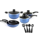 Taioor Aluminum Non-Stick 12-Piece Cookware Set TR-12PC-SET1 - Blue