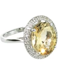 O&G Australia Natural Oval Citrine 10x12mm & White Topaz, 925 Sterling Silver Ring (4.027cttw) - Size 7.5