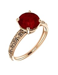 14K Rose Gold 8.00mm Round Cut Chatham Created Ruby Ring -- LIFETIME WARRANTY