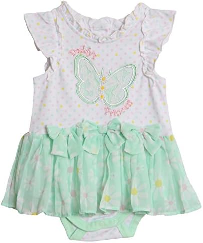 Little Lass Baby Girls' 1 Piece Green Pink Ruffled Romper