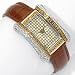 Limited Edition Couture Watches by Adrienne - Embossed Brown Leather Yellow and White Crystals