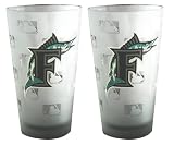 Florida Marlins Frosted Pint Glass (16-Ounce, Set of 2)