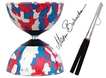 Mr Babache Medium Harlequin Diabolo Set Red/White/Blue