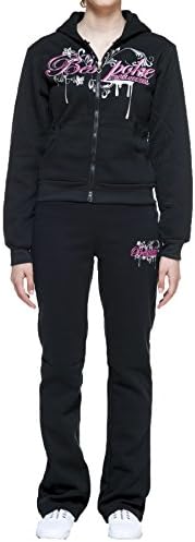 Women's Junior Fitness 2 Piece Active Wear Suit Swalosky by Gazoz Black Large