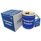 Tasse Facebook Junkie – weiß-blau, aus Keramik, Füllmenge ca. 320ml., kommt in schöner Geschenkbox.
