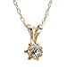 14k Yellow Gold Round Genuine White Zircon Children's Buttercup Pendant (3mm), 15"