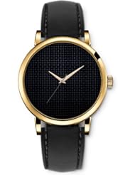 SPRAWL Aanalog Fashion Series Gold Ladies Watches of Genuine Black Leather Strap,Unique Wrist Watch for Women Girls Designed with Scratchy black background with elements