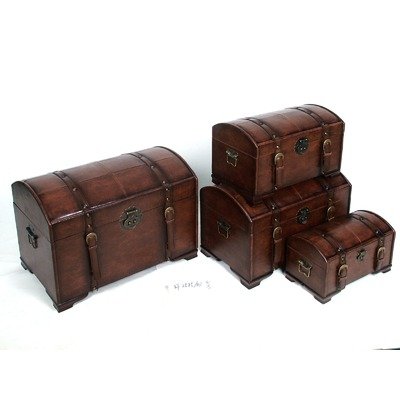 Seville Indoor Set Four Piece Faux Leather Trunks Faux Leather Color: Brown