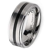 Tungsten Carbide Ring with Black Enamel (8.0 mm) - Sizes 7-13