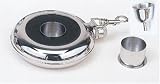 Round Stainless Steel Flask with Hideaway Shot Cup, Belt-Pack Clip and Filling Funnel - 8 Oz. Capacity