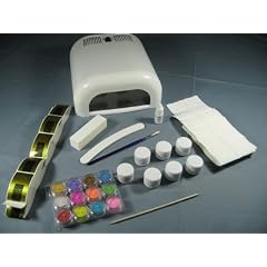 UV Lampe 36W + 7 versch.Gele + 12 Dosen Nail Art