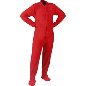 Buy Big Feet Pajama Co. Red (201) Micro-polar Fleece Adult Footed Pajamas with Drop Seat by Big Feet Pajama Co.