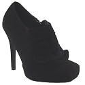 Womens Black Ruffled Suede Ankle Boots