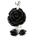 24mm coral carved rose flower pendant earring pair black
