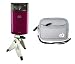 High Density (Silver) Neoprene Glove Case and Mini Tripod Combo for Kodak Zi8 HD Pocket Video Camera