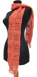 Handmade True Winter Scarf Collection - Mohair and Wool Artisan Yarn in Watermelon Pink (100% Crocheted By Hand)
