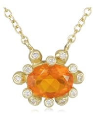 Suzy Landa 18k Yellow Gold "Firecracker" Fire Opal and Diamond Pendant Necklace